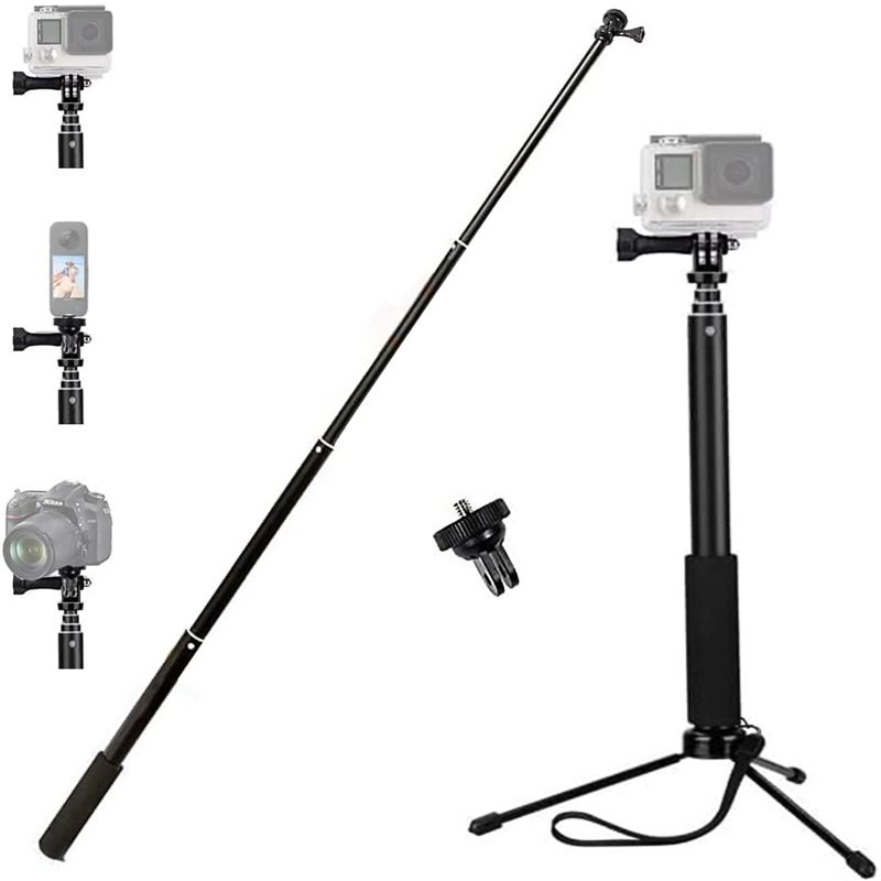 VVHOOY Action Camera Invisible Selfie Stick Tripod Compatible with Gopro Hero 13 12 11 10,Insta360 X5 X4 X3,AKASO EK7000 Brave 4,DJI OSMO,ODDV,Extension Pole Selfie Stick Adjustable Waterproof Handle Grip - Image 1